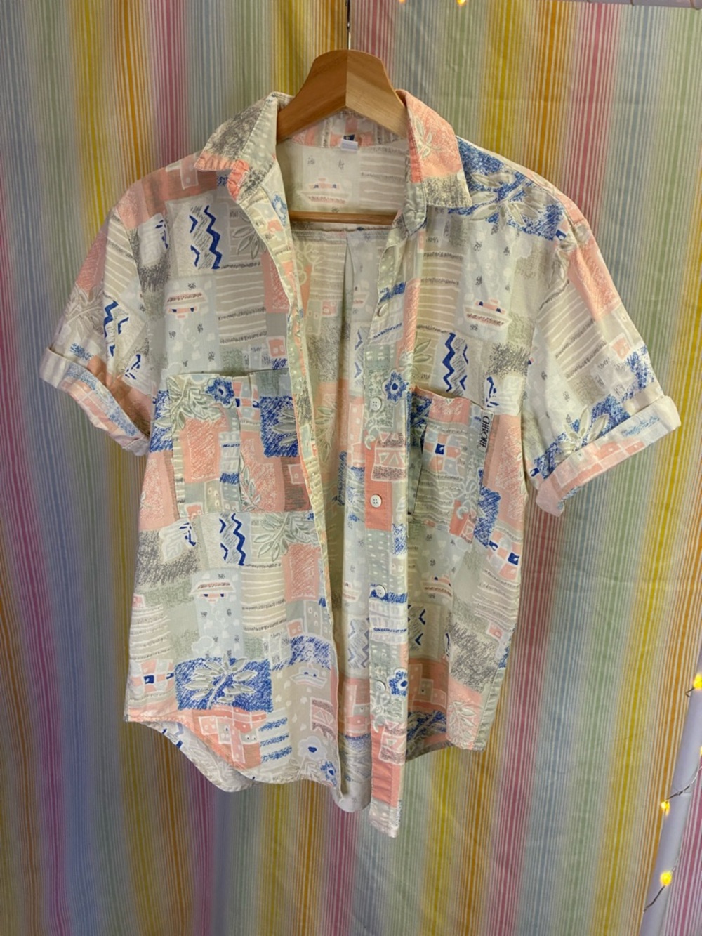 Vintage Cherokee Hawaiian style button down short sleeve shirt, size S